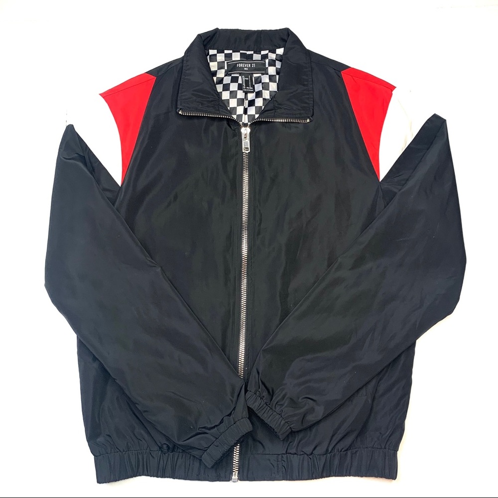🟡Forever 21 Mens Windbreaker Bomber Jacket Black